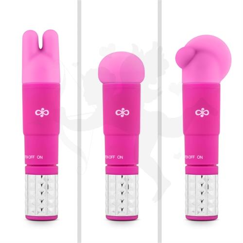 Vibrador estimulador con 3 accesorios intercambiables